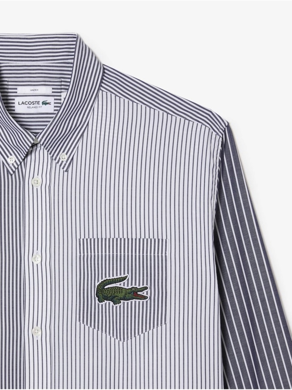 Lacoste Unisex Large Croc Striped Cotton Shirt Casual Long Sleeve Size Medium - Picture 2 of 14